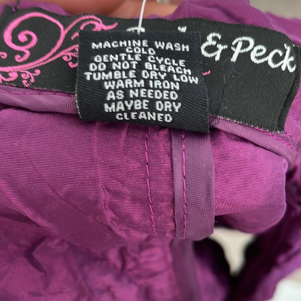 Peck & Peck NWT “Grape Juice” Purple Open Front Nylon Jacket - Size 4 - Picture 7 of 7